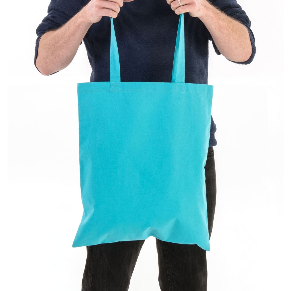 Aqua Blue Cotton Tote Bag