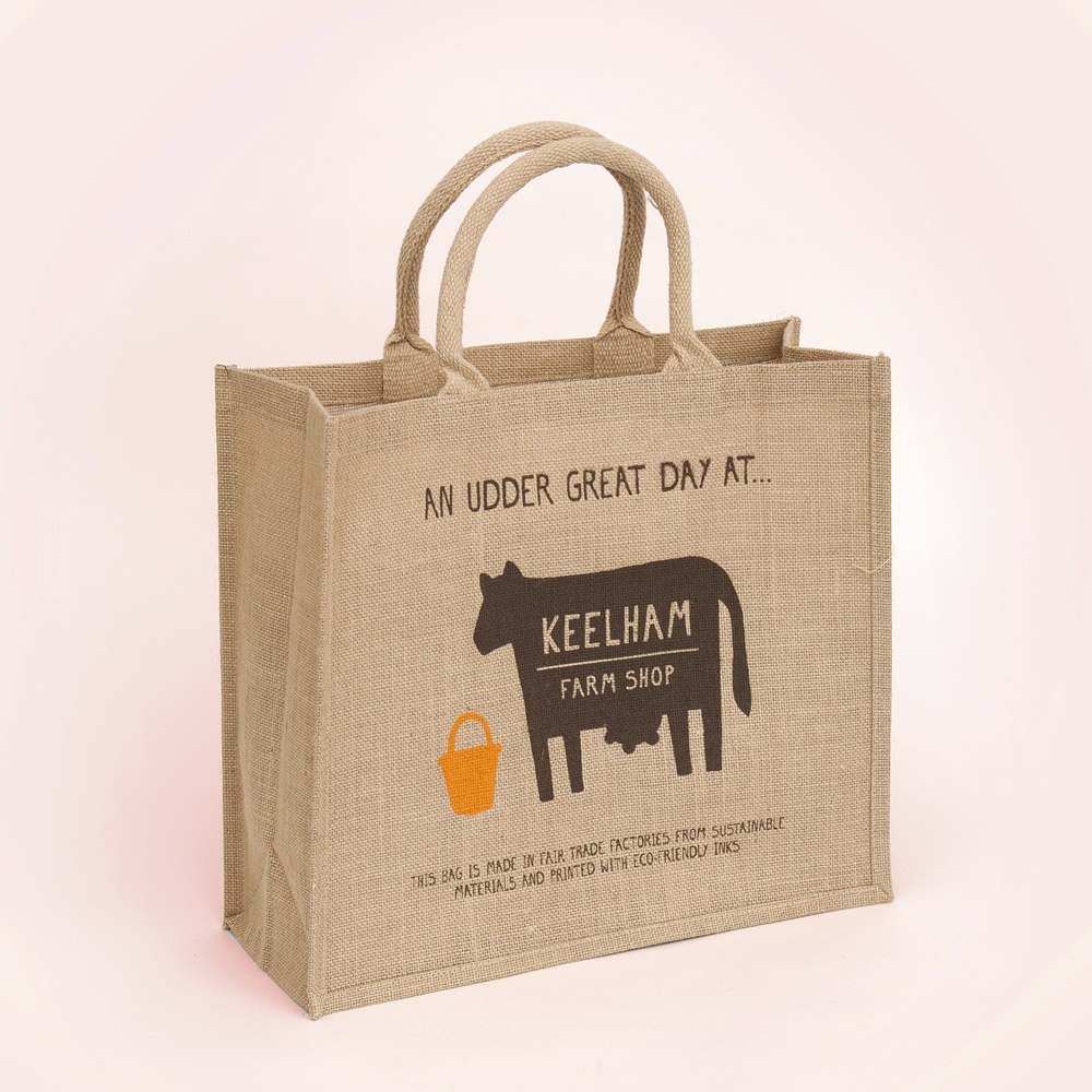 Large Jute Bag | Keelham Farm Shop | Screen Print